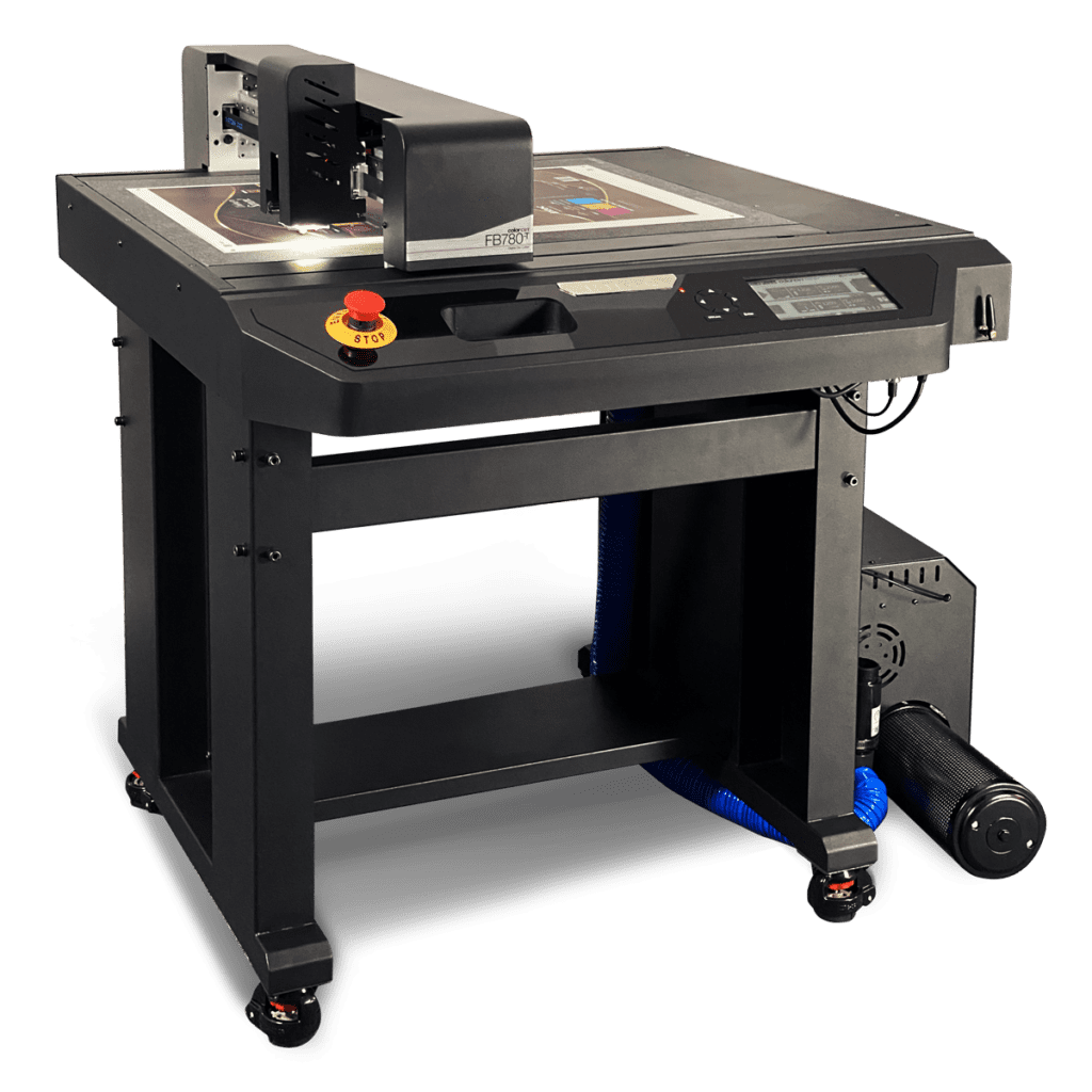 FB780T Digital flatbed cutter creaser - includes Tangential wheel crease tool with massive 2.5kg force for POS and packaging production