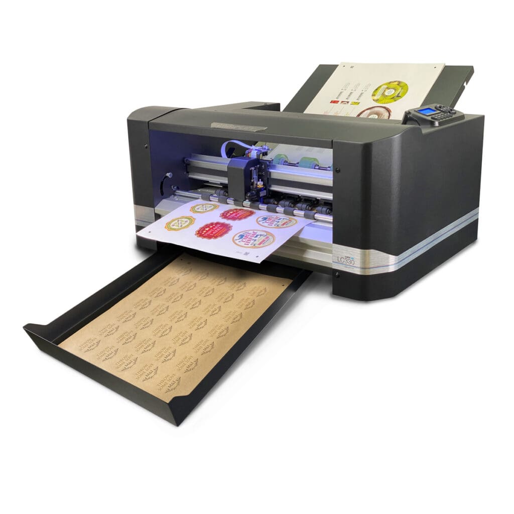 Colorcut LC330 Automatic Kiss-cut label Cutter machine - main image - QR code Job workflow