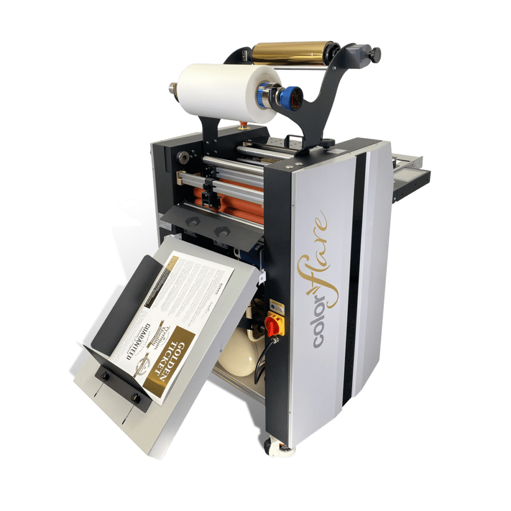 ColorFlare CF2000 Laminator and foiler equipment main image CF2000 Semi-automatic laminator and foiler, professional model coloured metallic toner foil machine. Add color metallic toner foils or lamination & holographic effects - Jon Filer
